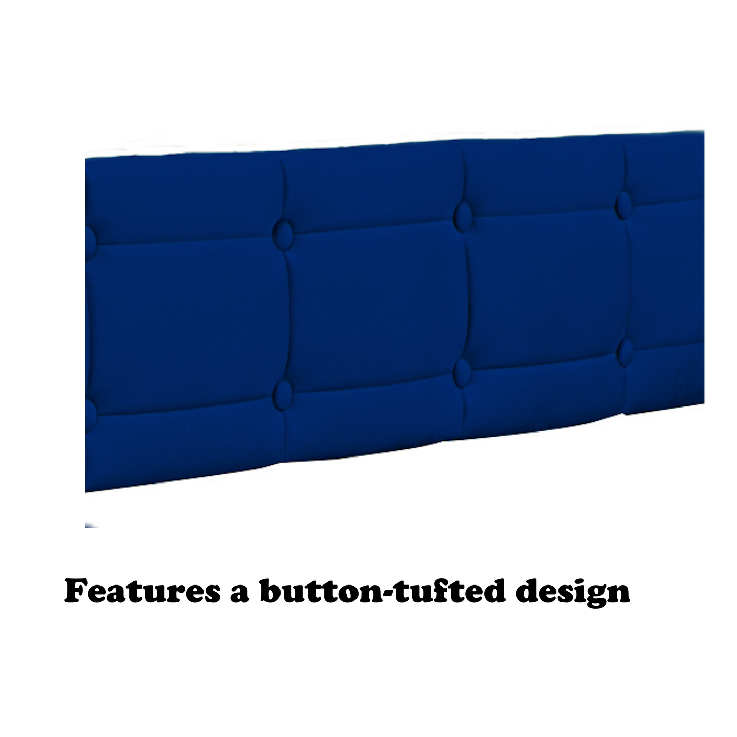 Blue padded twin beds with wheels, velvet fabric, no need for springs - Korvel