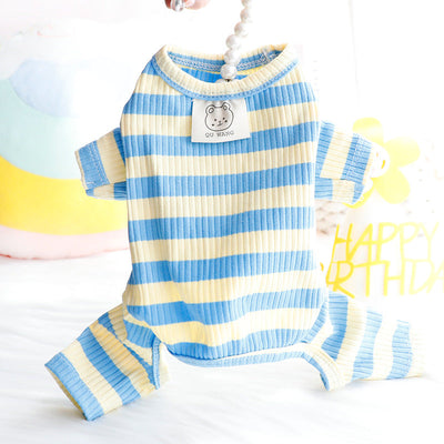 Dog Clothes Spring and Summer Thin Wide Striped Four-legged Home Clothes Bottoming Shirt Small Dog Teddy Pet - Korvel
