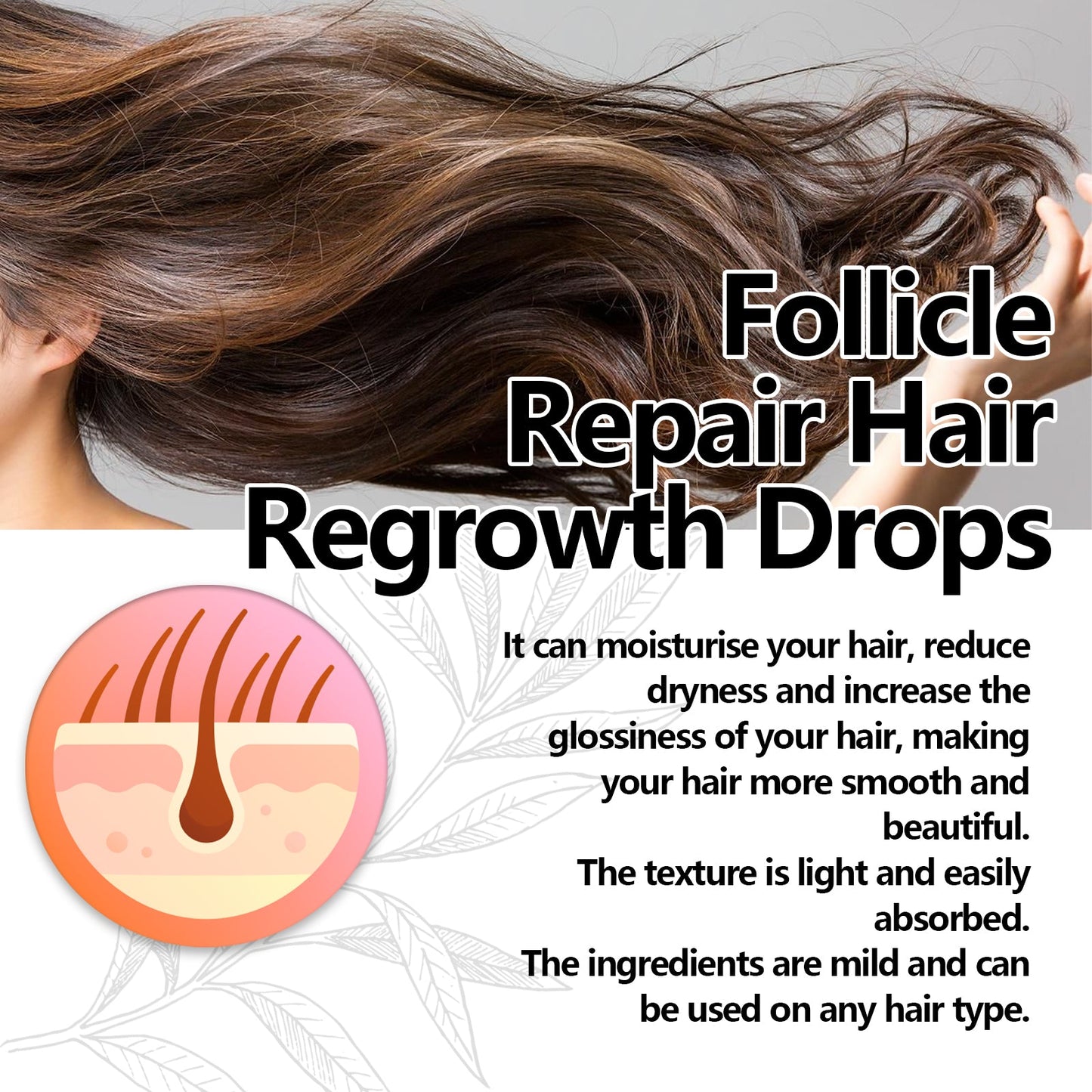 Follicle Repair Hair Regrowth Drops, Hair Protection Strong And Solid Hair Thickening Scalp Nourishing Massage Lotion - Korvel