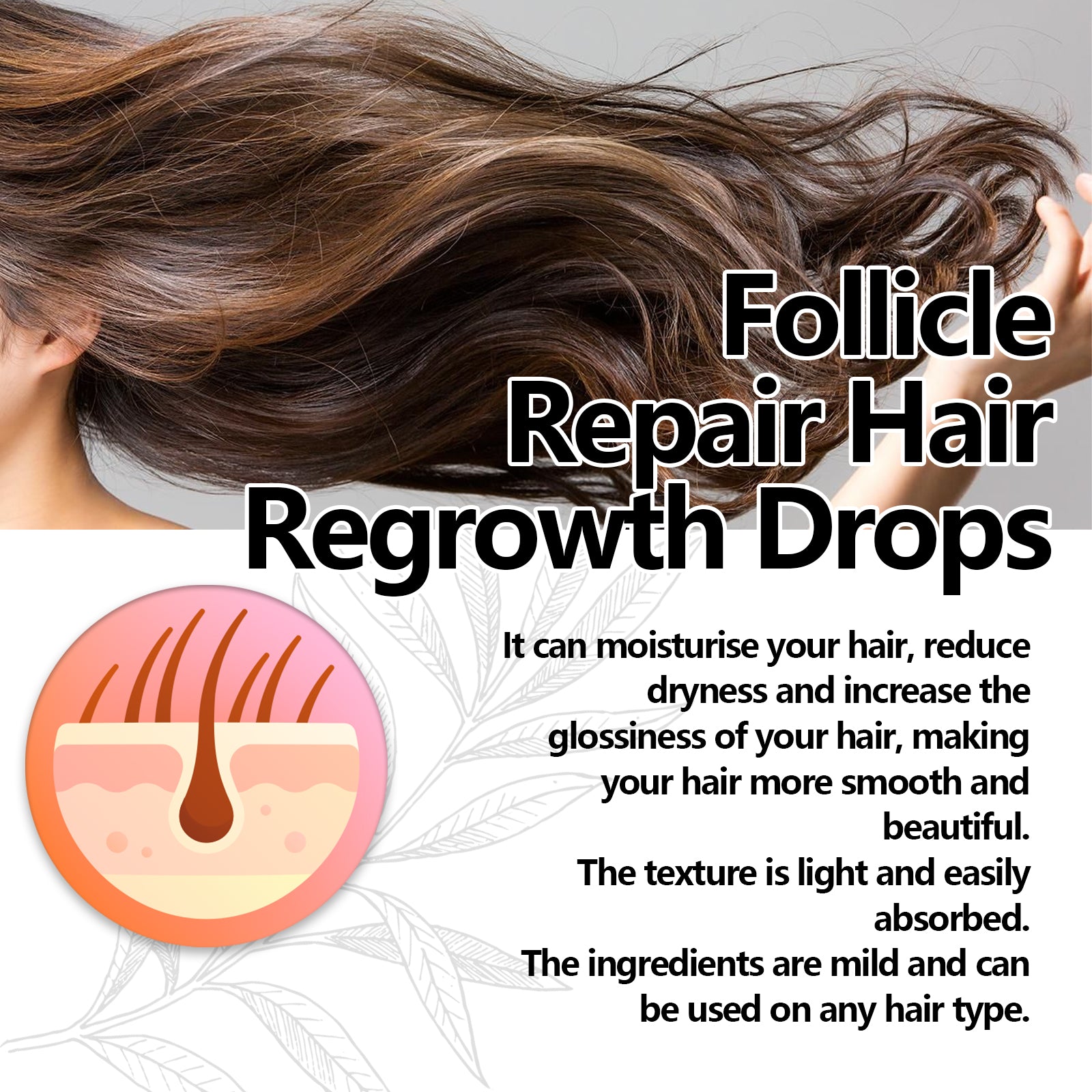 Follicle Repair Hair Regrowth Drops, Hair Protection Strong And Solid Hair Thickening Scalp Nourishing Massage Lotion - Korvel