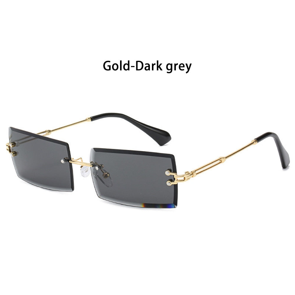 Trendy Men Women Summer Rimless Sunglasses Fashion Small Rectangle Sun Glasses Traveling Style UV400 Shades Eyewear - Korvel