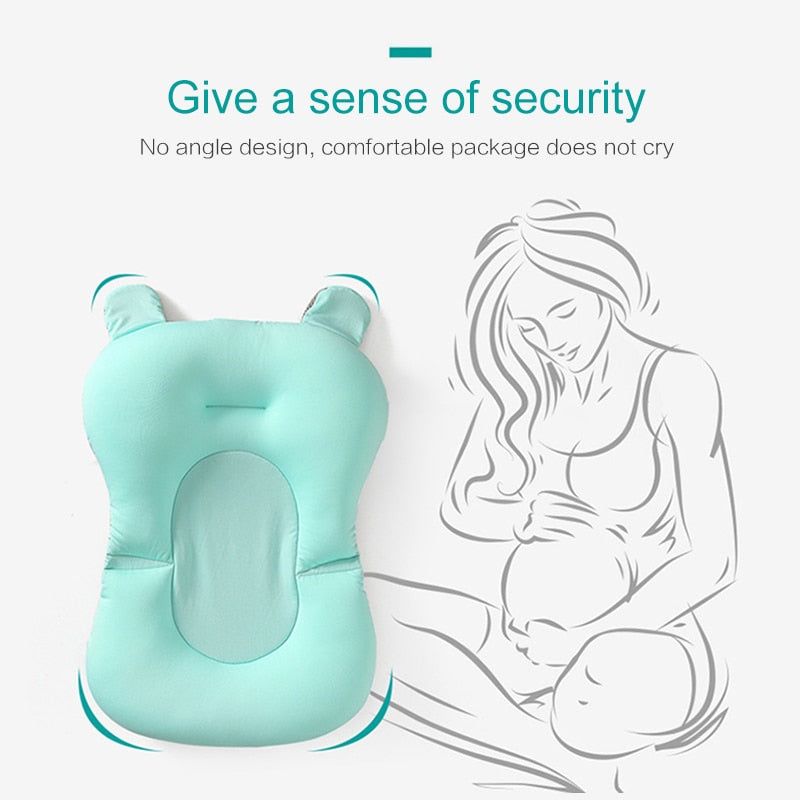 Baby Bath Seat Support Mat Foldable Baby Bath Tub Pad & Chair Newborn Bathtub Pillow Infant Anti-Slip Soft Comfort Body Cushion - Korvel