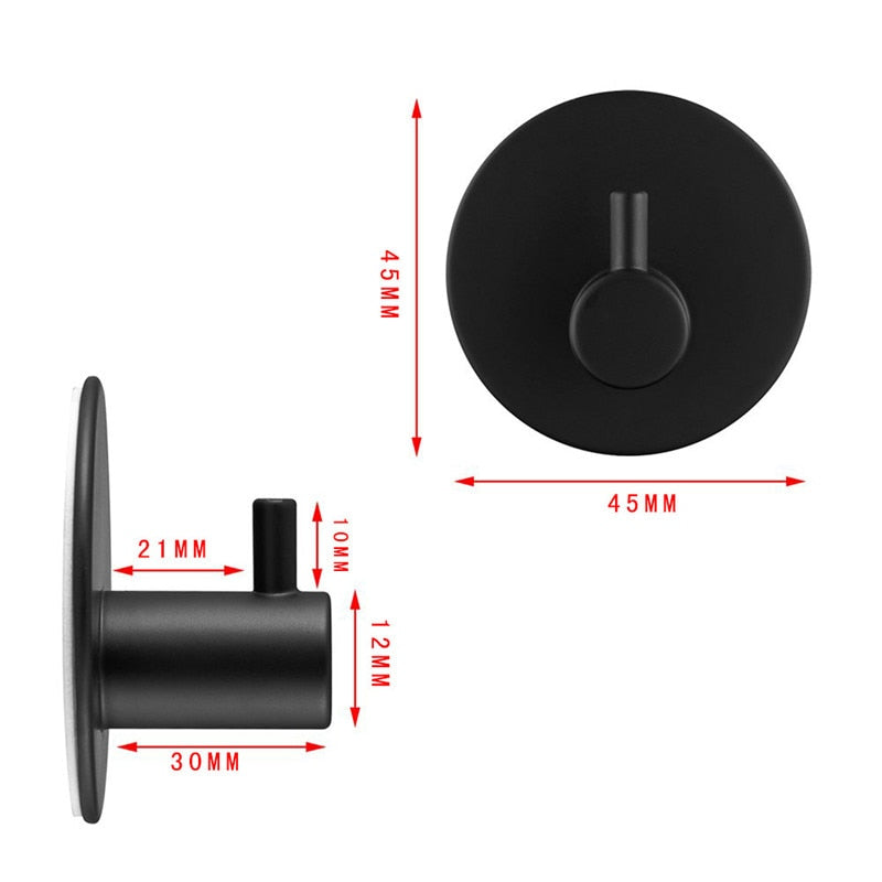 SUS304 Black Robe Hook Wall Hook Towel Hook for Bathroom Stainless Steel Coat Hook Rustproof Hook Hanger for Kitchen Hardware - Korvel