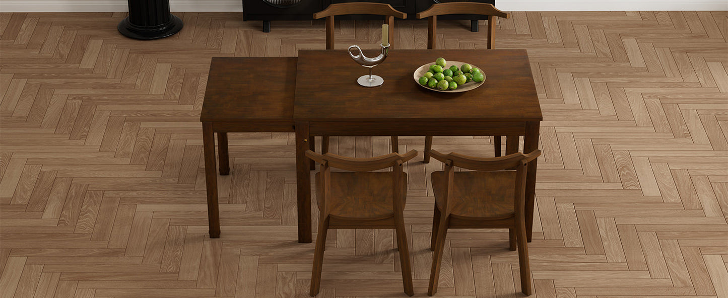 TOPMAX 65 "5-piece set with wheels and expandable dining table set 17.7" pull-out side table and small dining chair Brown - Korvel
