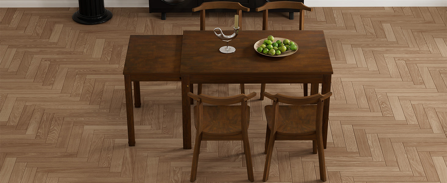 TOPMAX 65 "5-piece set with wheels and expandable dining table set 17.7" pull-out side table and small dining chair Brown - Korvel