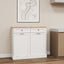 Two Drawers and Two-Compartment Tilt-Out Trash Cabinet Kitchen Trash Cabinet-White - Korvel