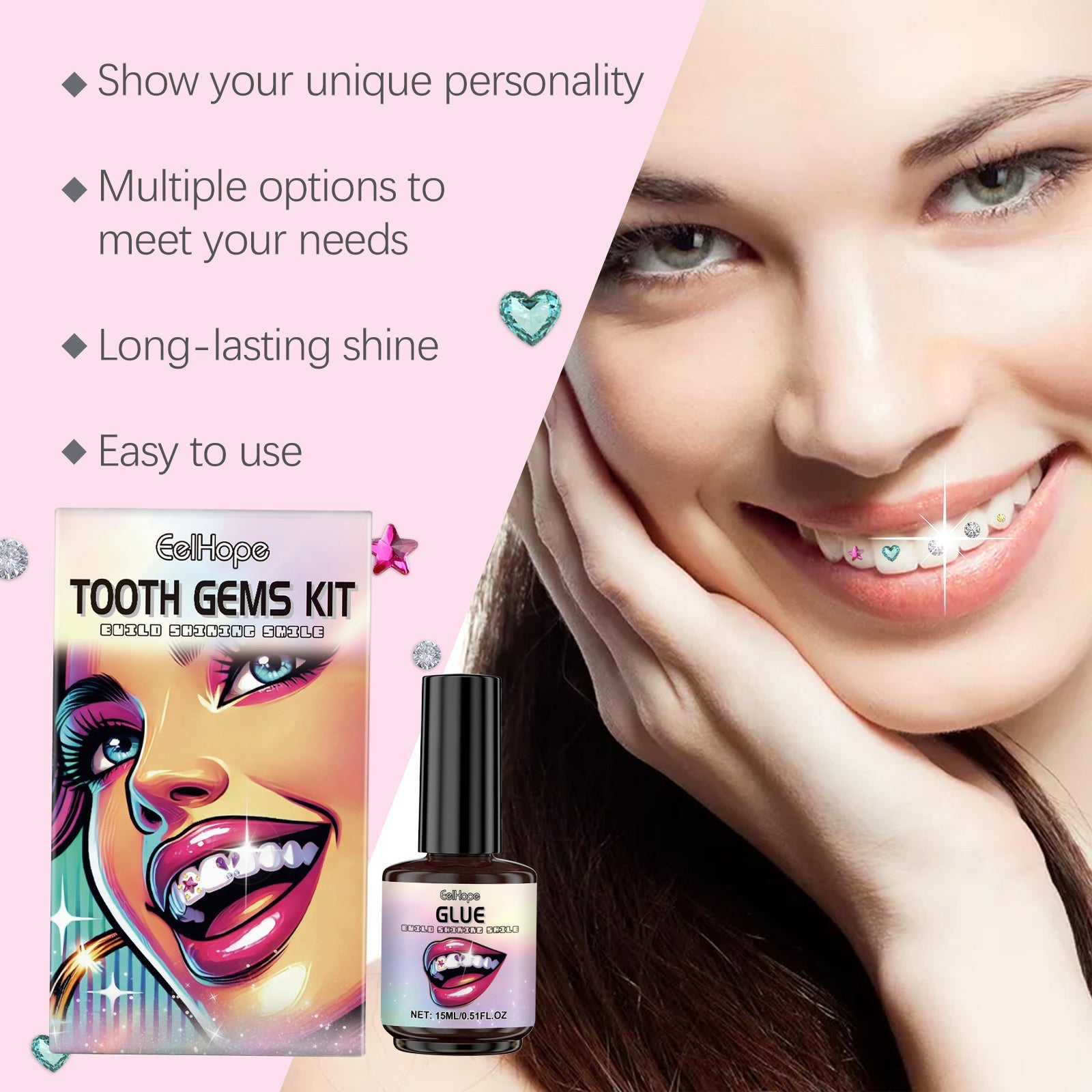 Diy Fashion Teeth Set Dental Beauty Decorative Diamond Combination Diy Shine Smile Style - Korvel