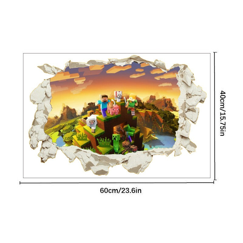 Minecraft run away My World Wall Stickers Living Room Children's Room Removable Decorative PVC Stickers - Korvel