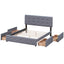 Upholstered Platform Bed with Classic Headboard and 4 Drawers No Box Spring Needed Linen Fabric Queen Size Dark gray - Korvel