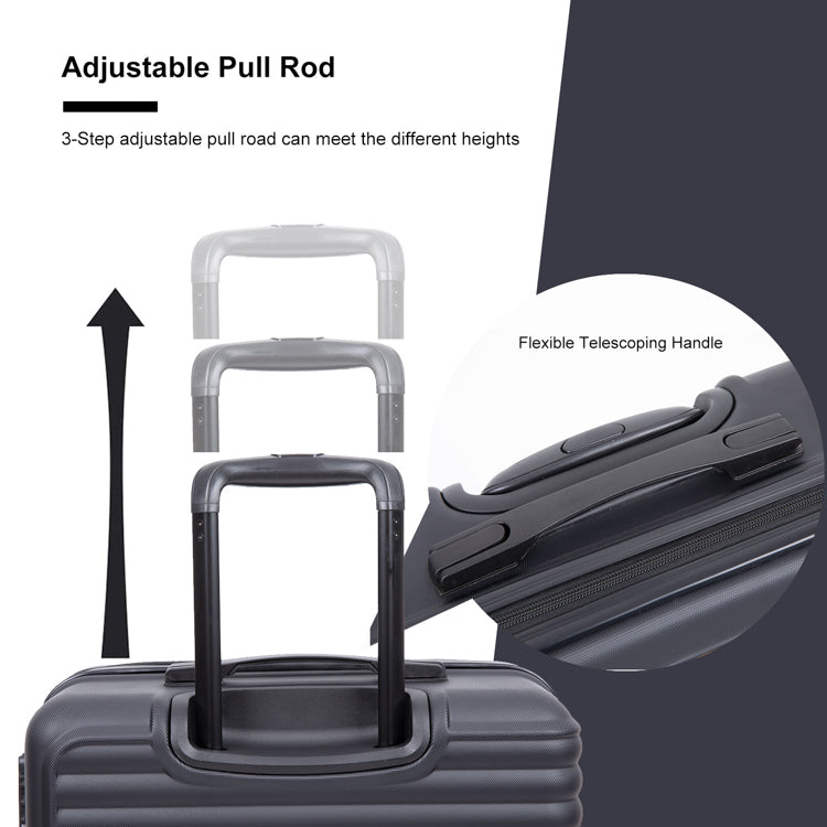 3 Piece Luggage Sets ABS Lightweight Suitcase with Two Hooks, Spinner Wheels, TSA Lock, (20/24/28) Black - Korvel