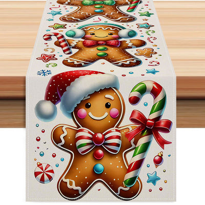 New Gingerbread Man Table Flag Christmas Party Decoration Tablecloth Mat Living Room Dining Room Tablecloth Printed Tea Table Fabric - Korvel