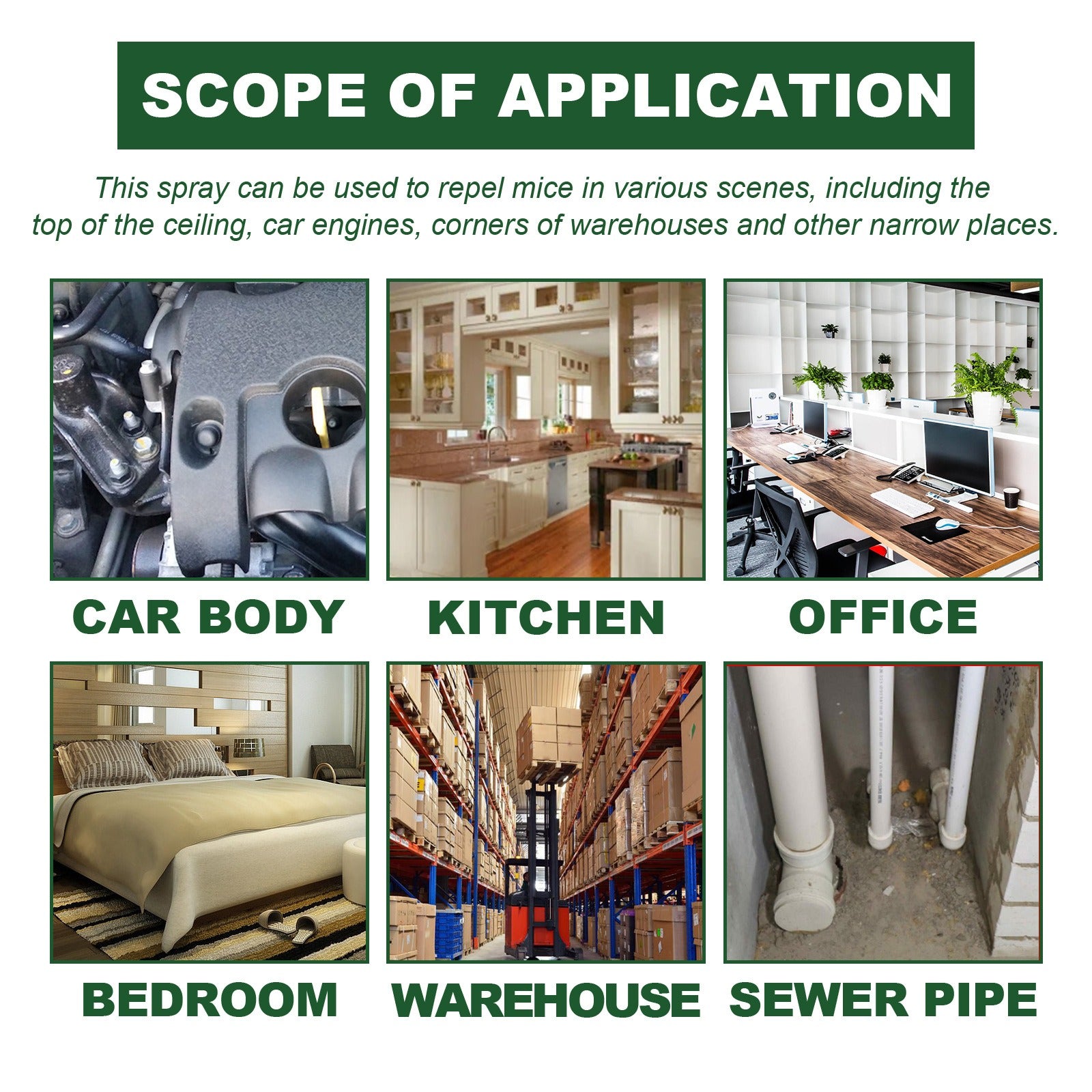 Jue Fish rats repellent spray car body kitchen office bedroom warehouse sewer pipe anti rat spray 60ml mouse repellent spray - Korvel