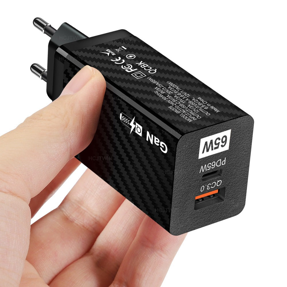 Adaptateur de charge double en nitrure de gallium de 65 W