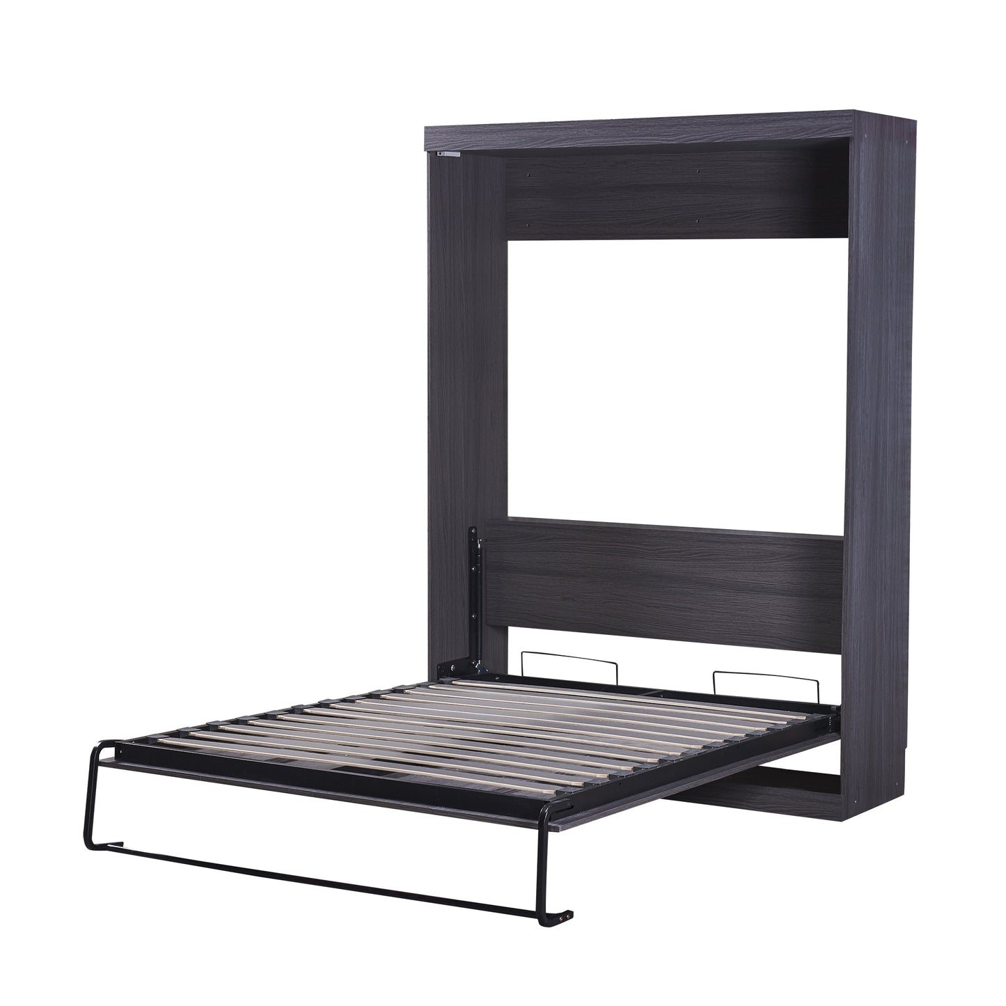 Full Size Gray Murphy Bed with Wardrobe and Drawers