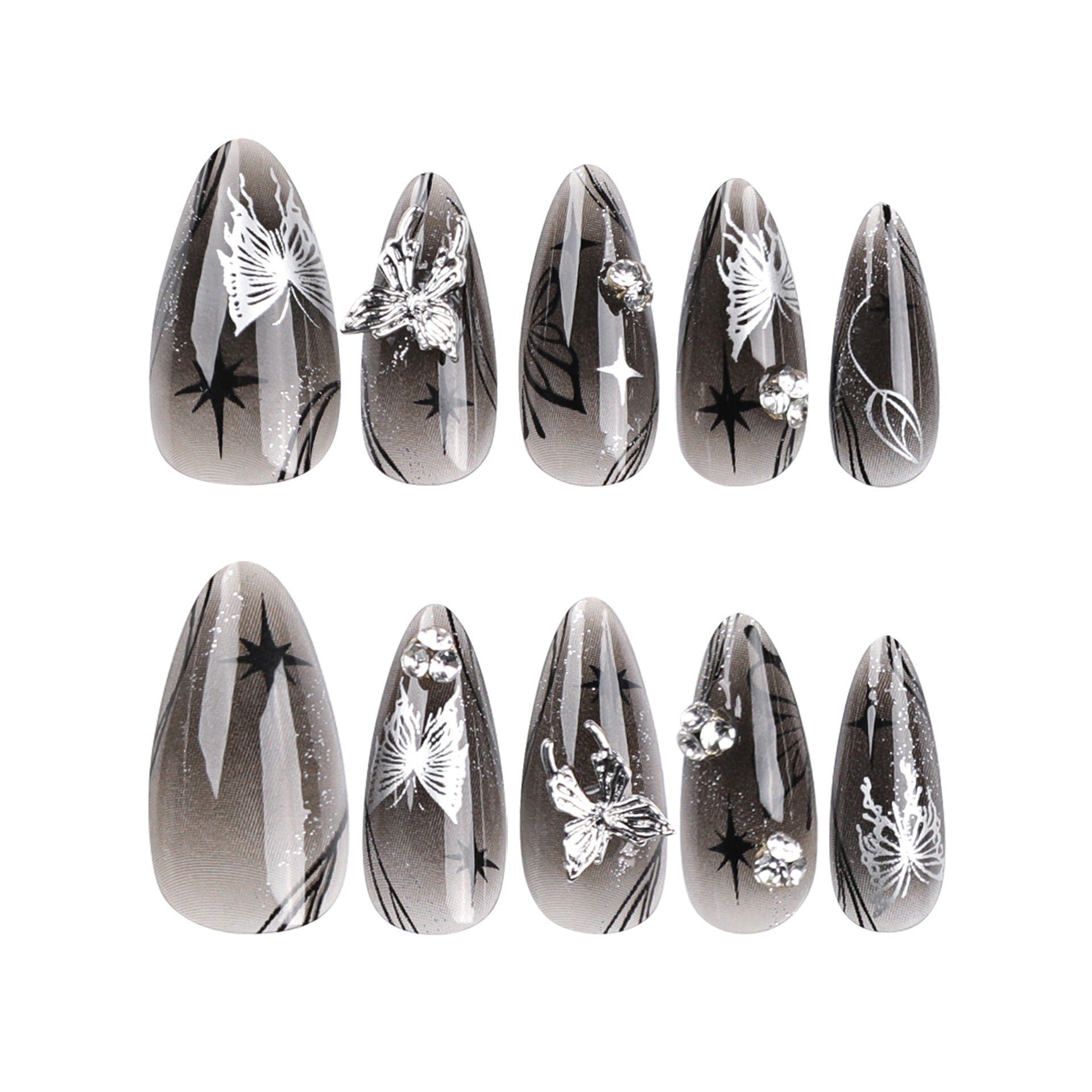 Bow wear manicure long almond nails fake nails - Korvel