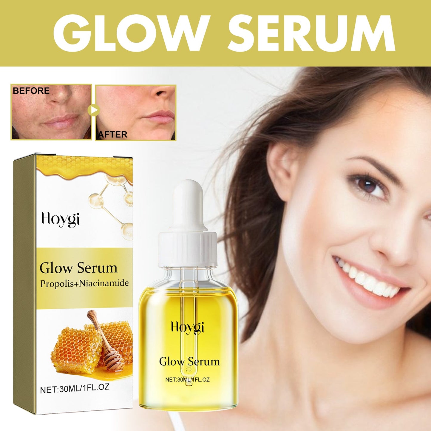 Glow Serum, Moisturizing And Whitening Skin To Reduce Facial Spots And Fine Lines - Korvel
