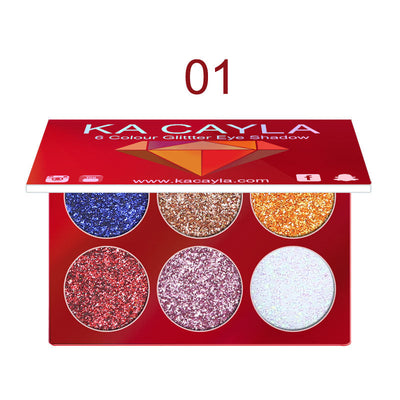 Paleta de Sombra de Ojos con Diamantes de Lentejuelas KA CAYLA de 6 Colores