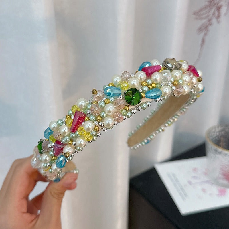 Elegant Handmade Beaded Crystal Pearl Headband