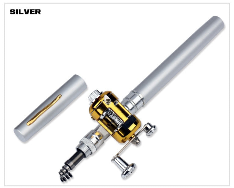 Portable Pocket Telescopic Mini Fishing Rod Pole Pen Shape Folded Fishing Rod With Reel Wheel For Outdoor River Lake Fishing - Korvel