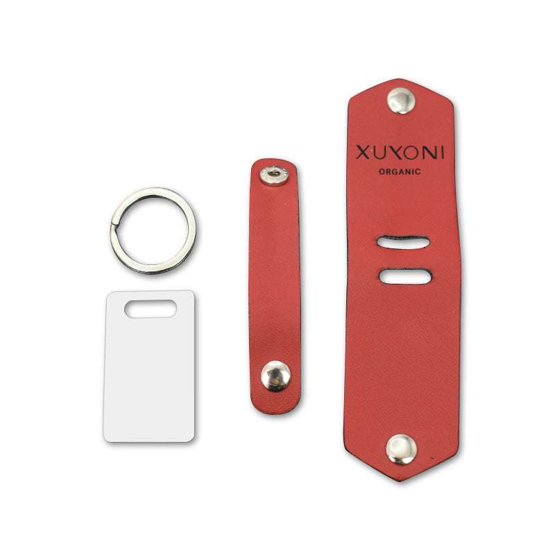 Blank heat transfer leather detachable keychain laser multifunctional DIY leather keychain leather overprint photo - Korvel