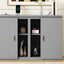 Full Size Murphy Bed with Shelves and USB Ports - Gray