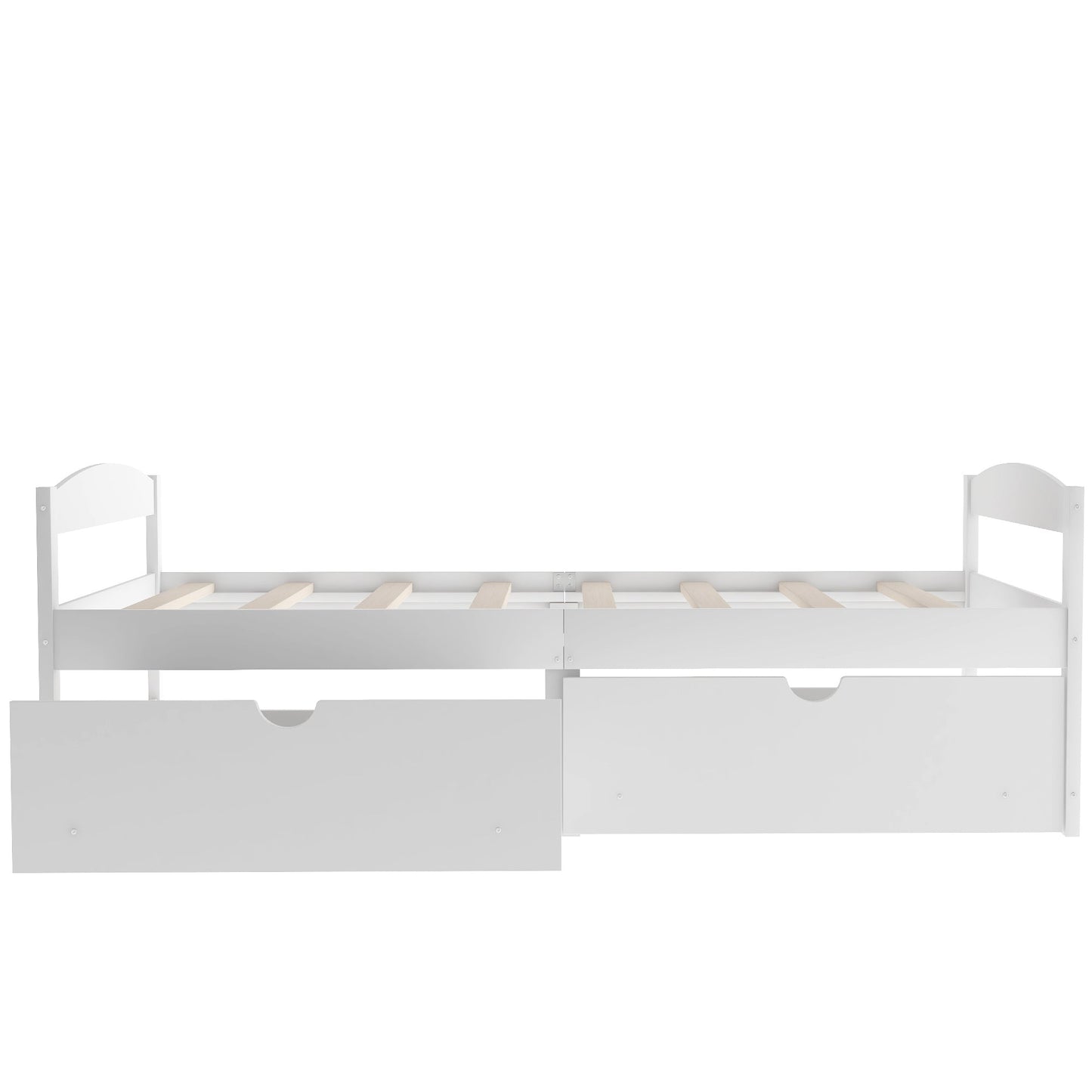 Elegant Twin Size Platform Bed with Two Drawers - White
