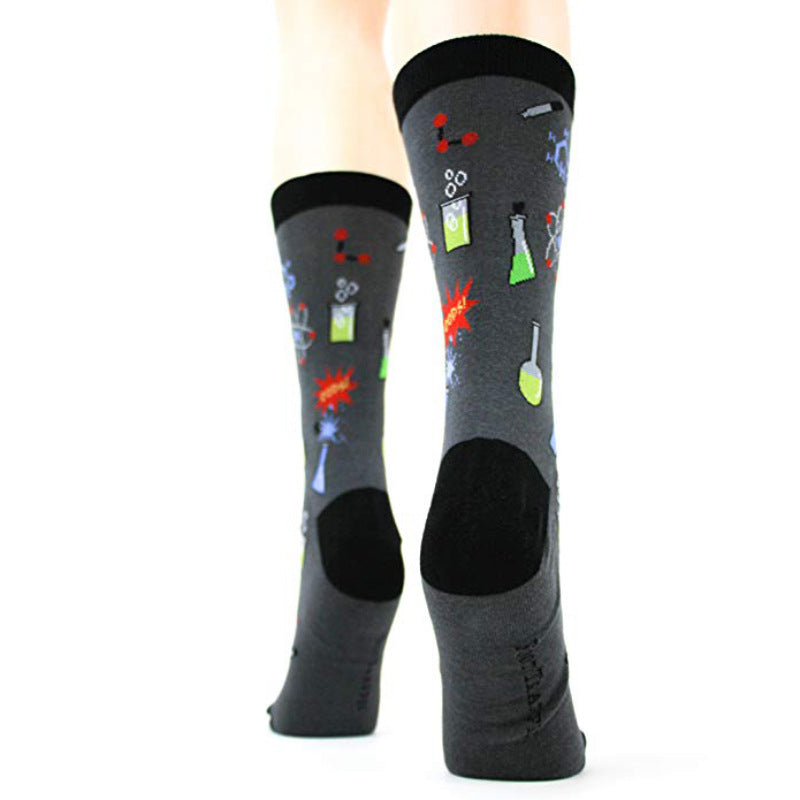 Education Themed Science Chemistry Printed Crew Socks
