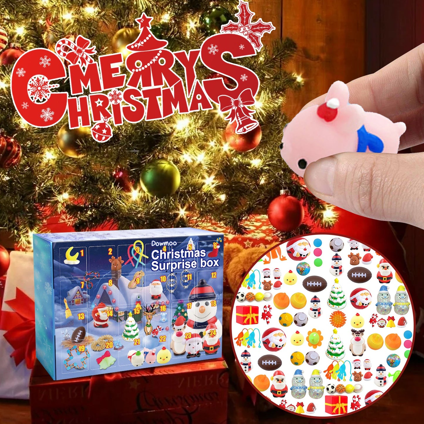 Christmas Surprise Blind Box, Christmas Relief Toys Celebration Atmosphere 24 Random Hidden Blind Box Gifts - Korvel
