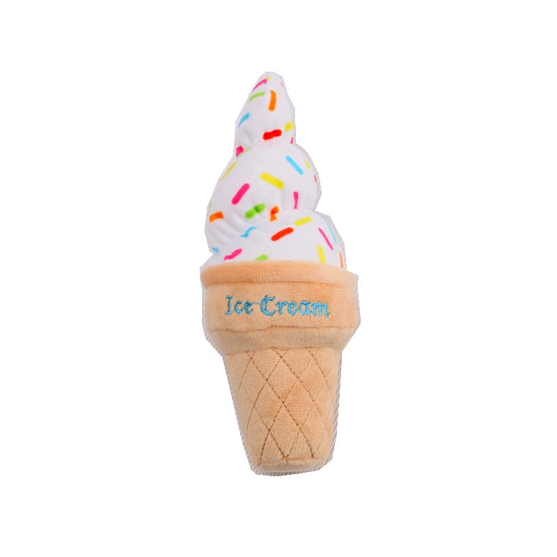 Pet Plush Toy Simulation Pizza Hamburger Steak Ice Cream French Fries Sound Dog Toy Pet Product - Korvel
