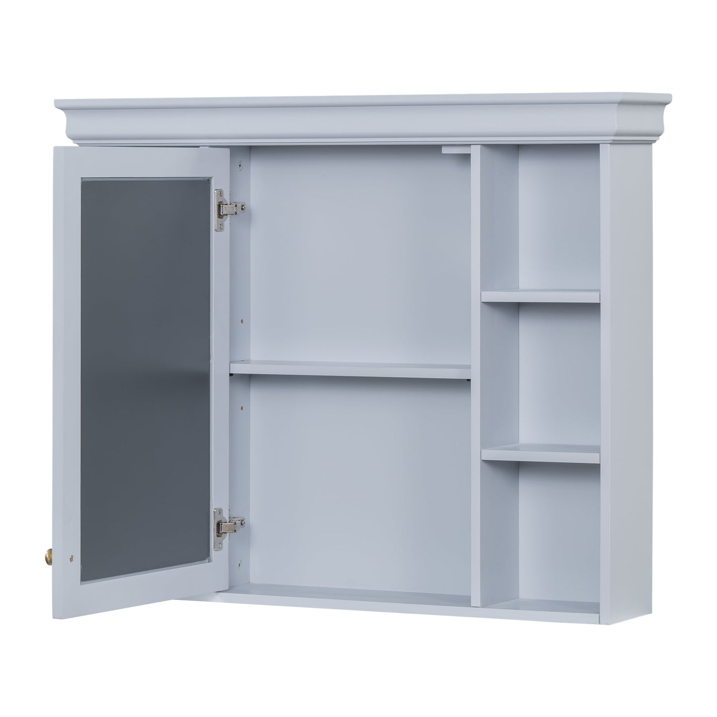 35'' x 28'' Blue Wall Mounted Bathroom Storage Cabinet with Mirror Door, Modern Bathroom Wall Cabinet with Mirror - Korvel