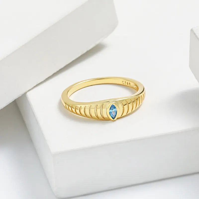 925 Sterling Silver Inlaid Zircon Ring - Korvel