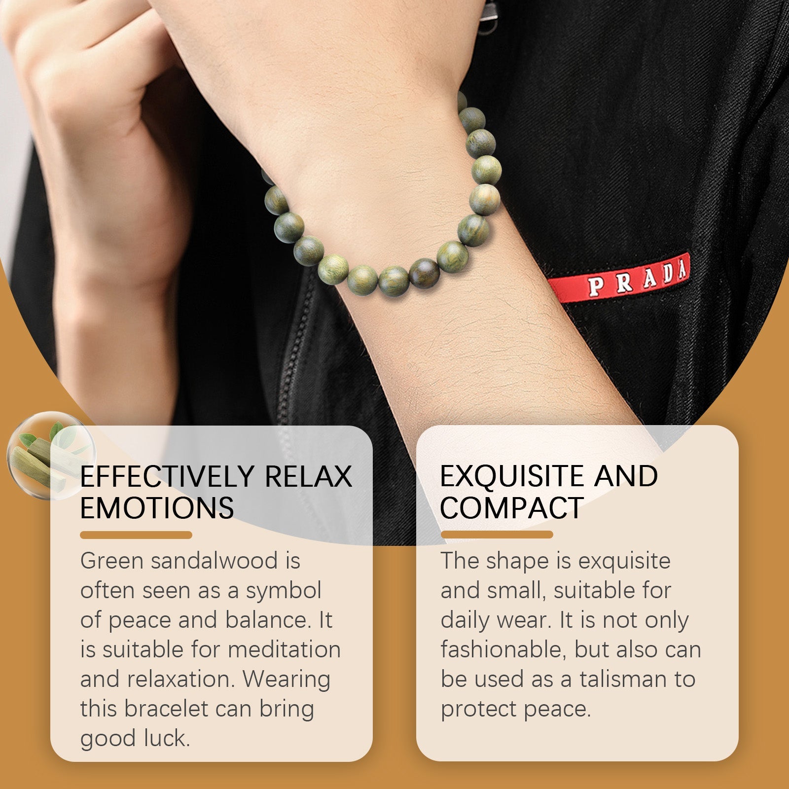 Green Sandalwood Bracelet Trend Fashion Elegant Portable Durable Good-Looking Niche Design Bracelet - Korvel