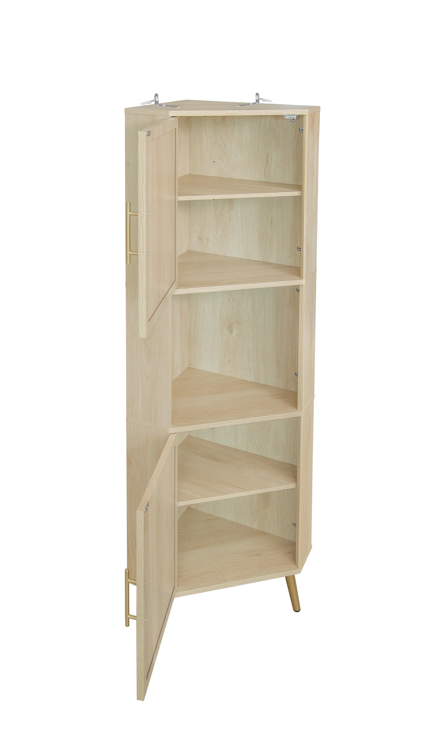 Corner cabinet ,Rattan door,Freestanding Corner Tables For Small Spaces, Corner Shelf Stand For Living Room, Kitchen, Bathroom - Korvel