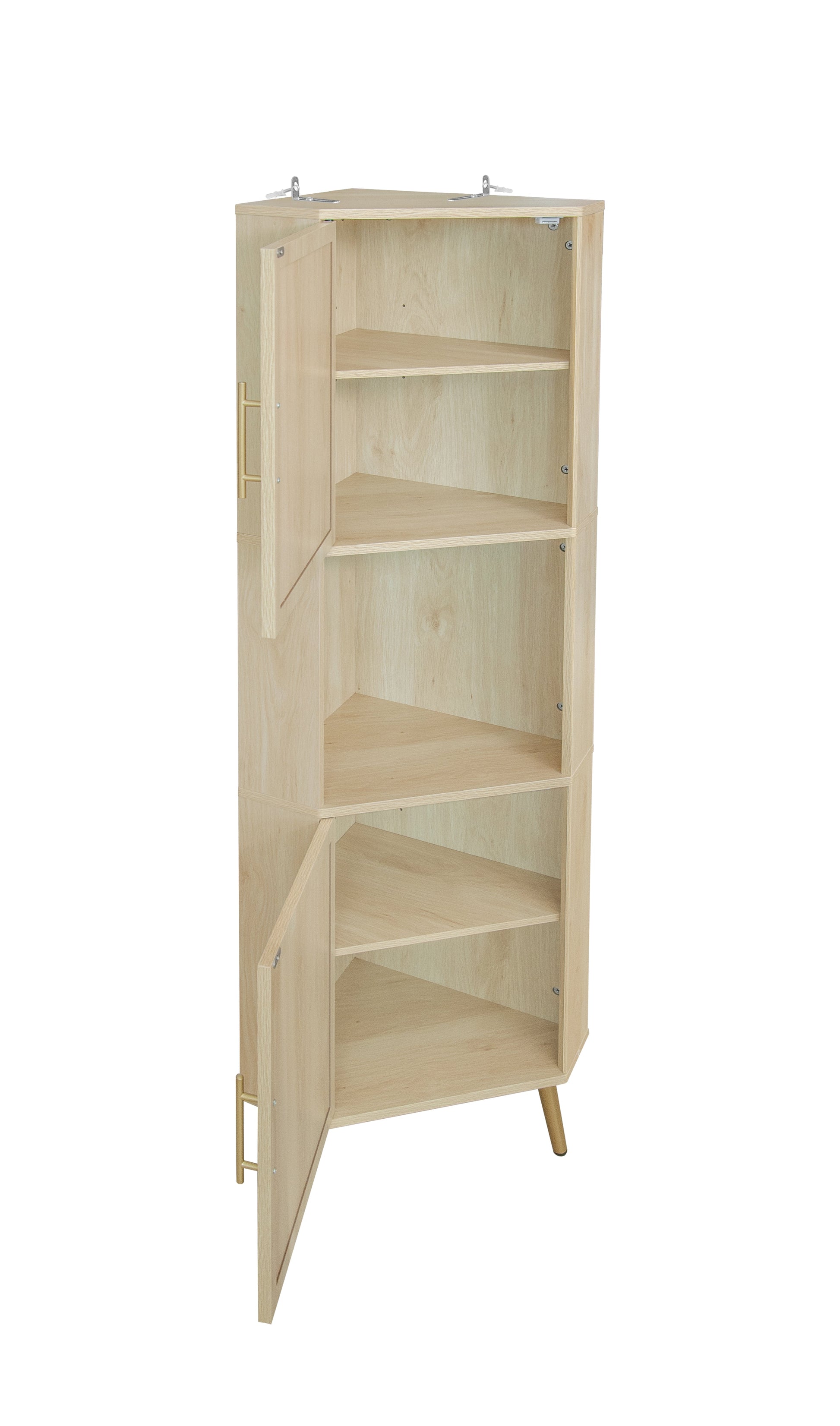 Corner cabinet ,Rattan door,Freestanding Corner Tables For Small Spaces, Corner Shelf Stand For Living Room, Kitchen, Bathroom - Korvel
