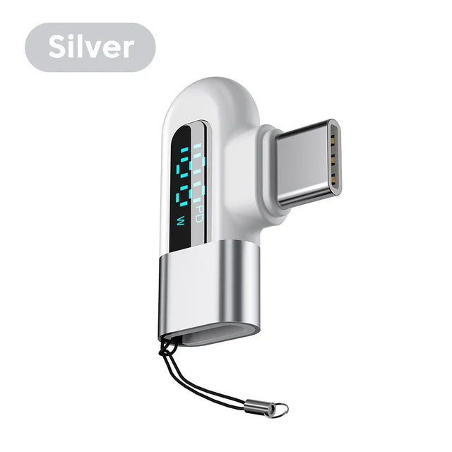 TG adapter 6A intelligent digital display supports 120W fast charging data cable, USB 2.0 port, Type-C adapter - Korvel