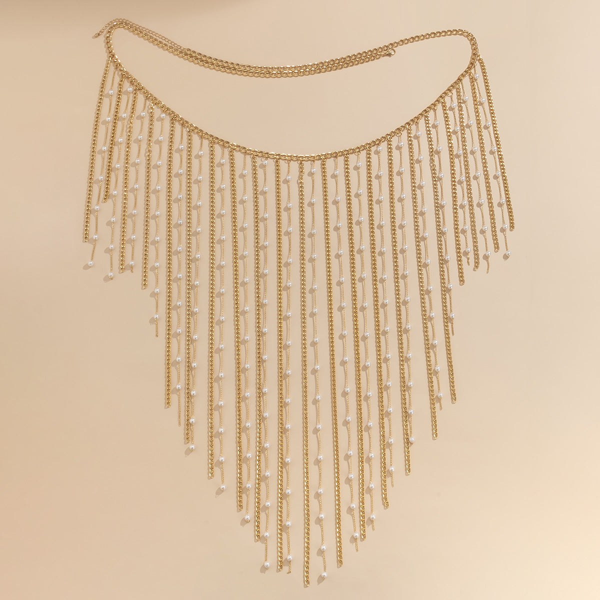 Elegant Aluminum Chain Geometric Necklace with Tassel Detail