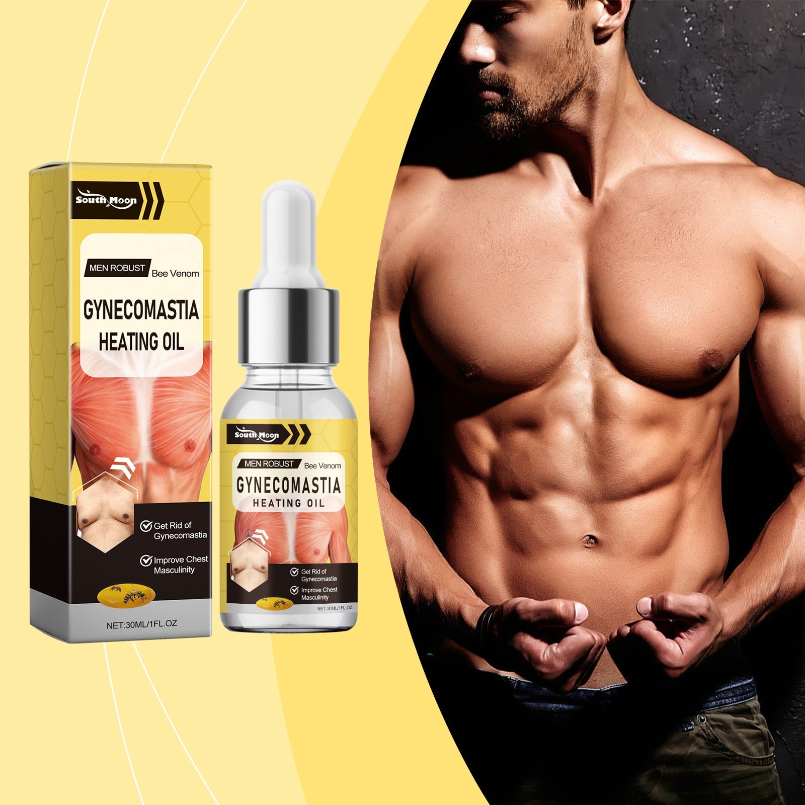 South Month Men's Chest Care Essential Oil, Chest Firming And Lifting Nourishing Skin Elasticity Care Oil - Korvel