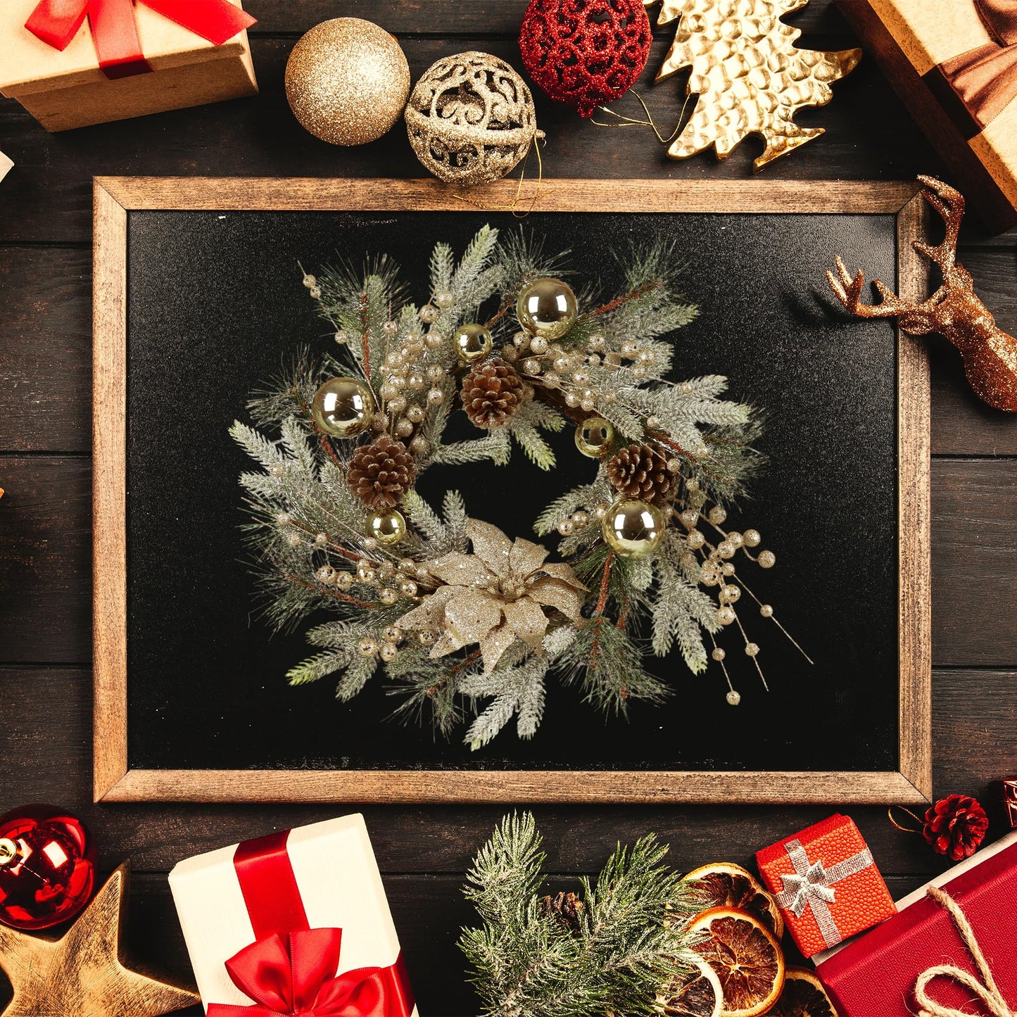 20 Inch Christmas Wreath with Warm Lights