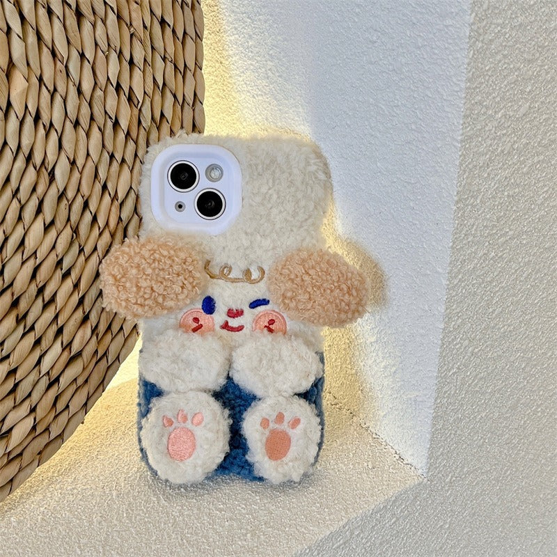 Winter Cute Plush Dog iPhone 14 Promax for 11/12 Apple 13 Phone Case XR Female XS Soft Cover - Korvel