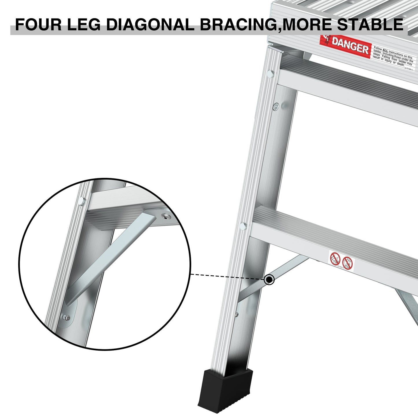 Work Platform Aluminum Portable Bench Folding Ladder ANSI Capacity 225 LBS 40" - Korvel