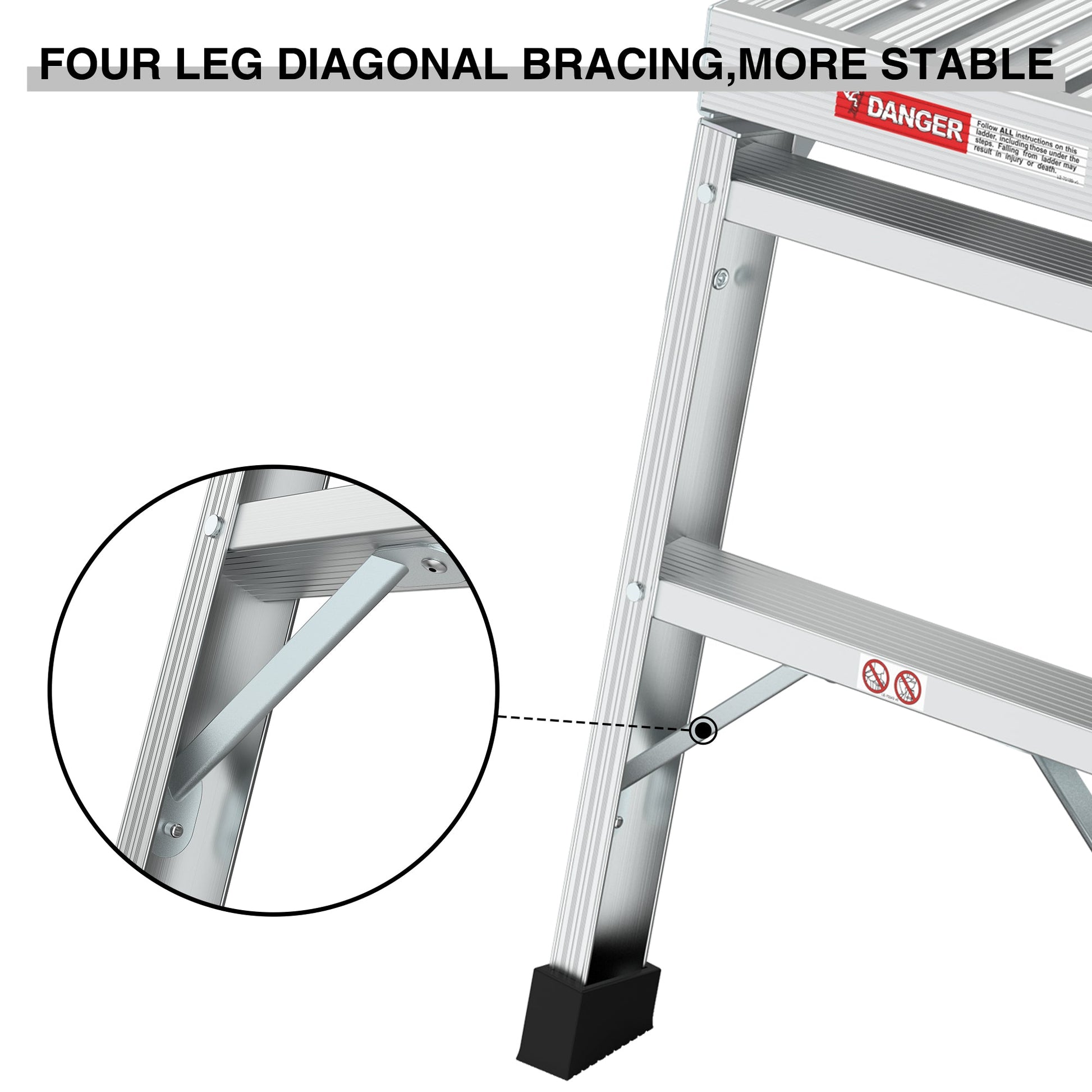 Work Platform Aluminum Portable Bench Folding Ladder ANSI Capacity 225 LBS 40" - Korvel