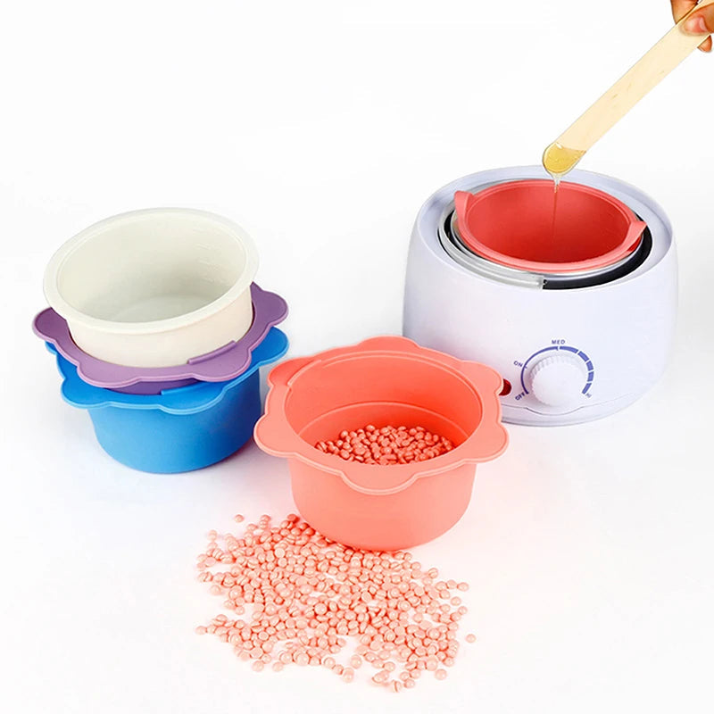 Wax Warmer Heat-resisting Replacement Silicone Bowls Hair Removal Wax With Stirring Stick Non-Stick Pan Hair Removal Tool - Korvel