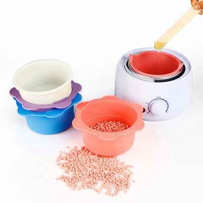 Wax Warmer Heat-resisting Replacement Silicone Bowls Hair Removal Wax With Stirring Stick Non-Stick Pan Hair Removal Tool - Korvel