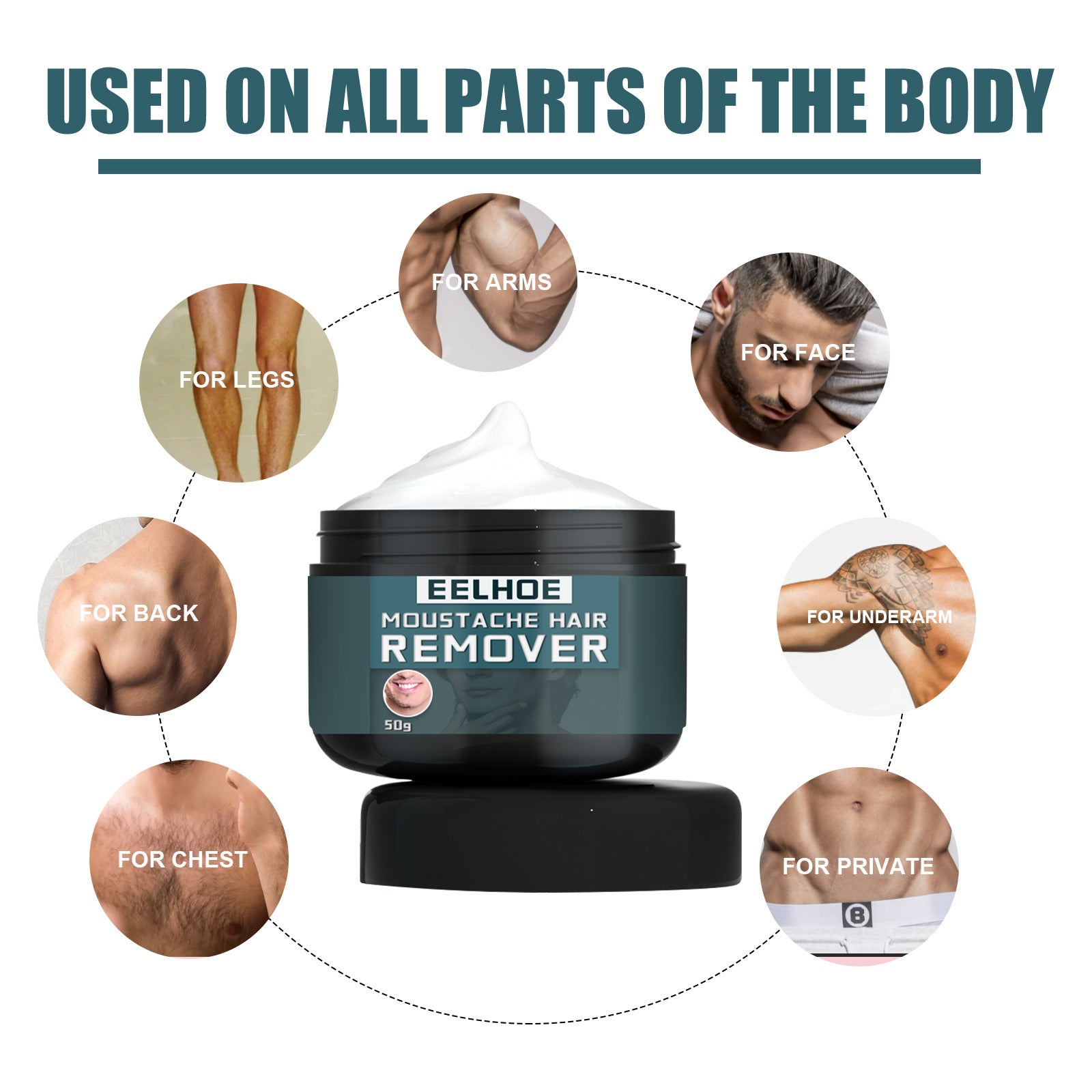 Men's Hair Removal Cream, Facial Armpit Leg Chest Hair Clean Not Damaging Skin Hair Removal Cream - Korvel