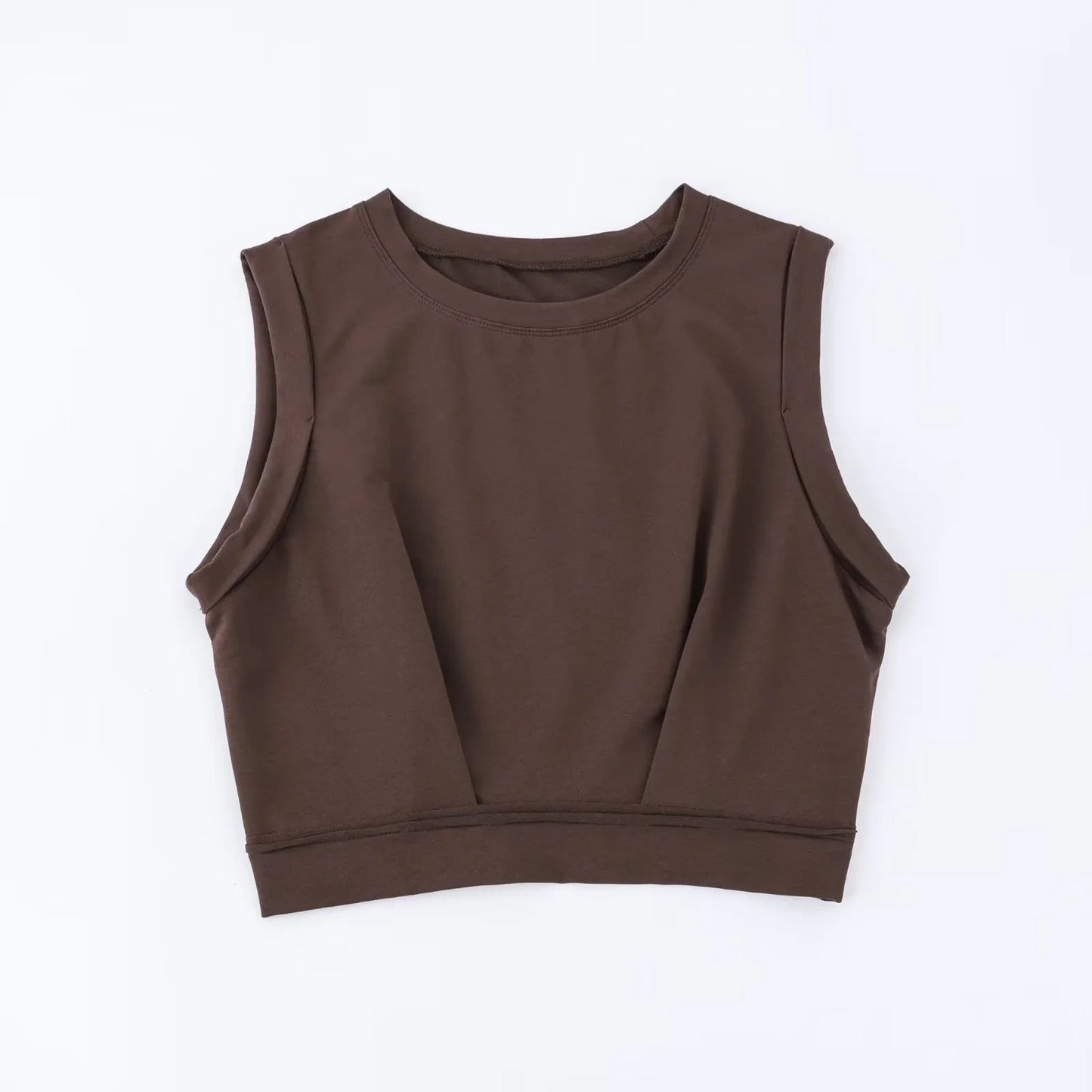 Short crop top with exposed navel and sleeveless loose fitting vest women's high waisted sports fitness yoga base shirt - Korvel