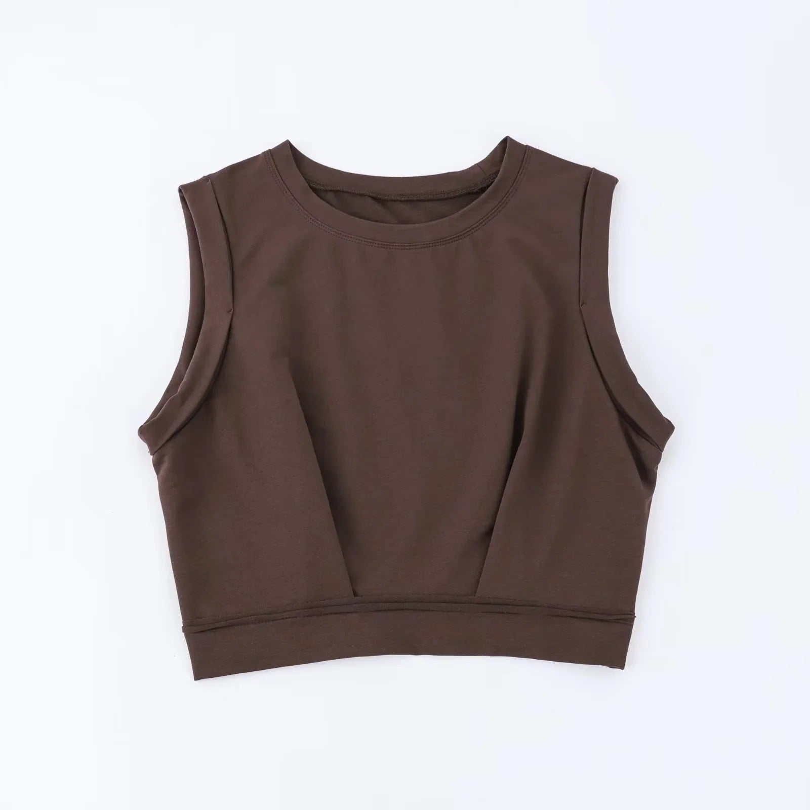 Short crop top with exposed navel and sleeveless loose fitting vest women's high waisted sports fitness yoga base shirt - Korvel