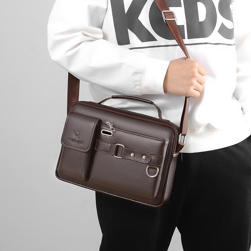 One Shoulder Bag Men's Cross Shoulder Bag Casual Handbag Business One Shoulder Cross Body Bag Men's Satchel Design Hanging Bag - Korvel