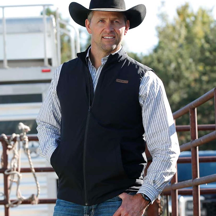 Men's Black Quilted Canvas Vest by Cinch - Korvel