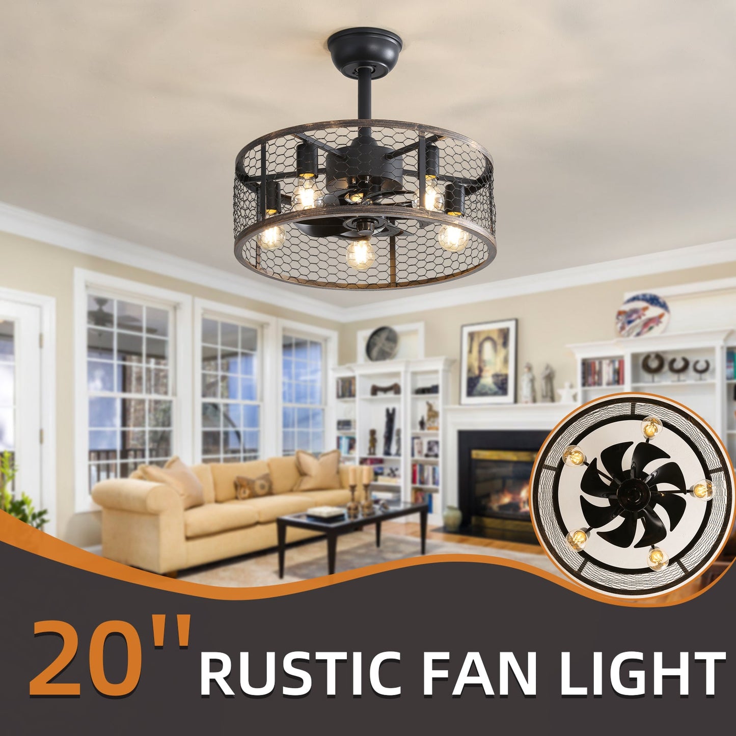 19.7-Inch Classic Ceiling Fan with Light