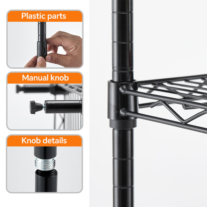 Unité de rangement en métal fil ajustable - Noir